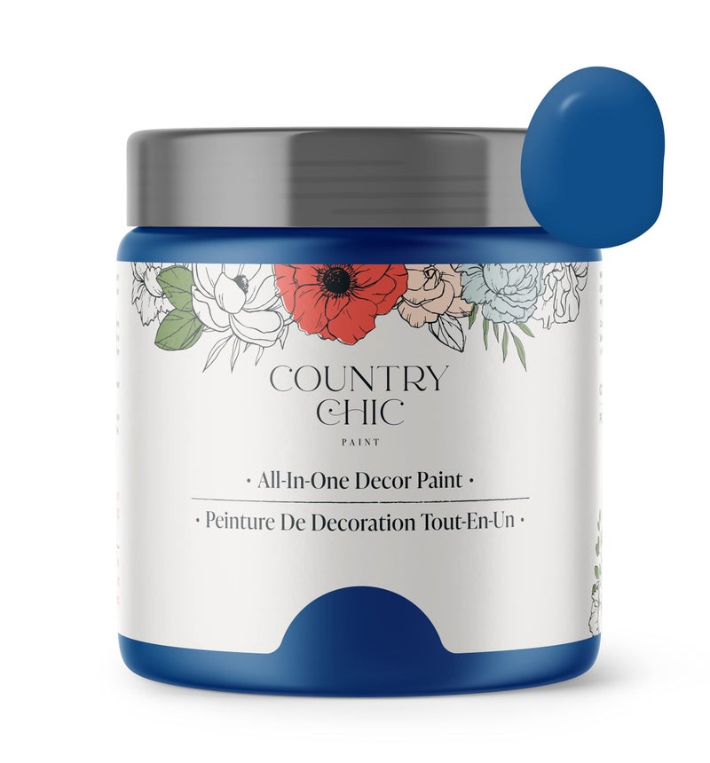 Country Chic Paint Country Chic All-in-One Chalk Paint for Furniture, Cabinets, Home Decor, Eco-Friendly, Matte Finish, Built-In Primer & Top Coat for Wood, Metal - Bling Bling (Royal Blue) - 4 oz (118 ml) - Image 1